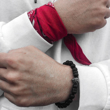 Man Bracelet - Men’s Beaded Bracelet - Black Lion & Black Stones Bracelet - Men’s Bracelet Bracelet Brother & Sisters